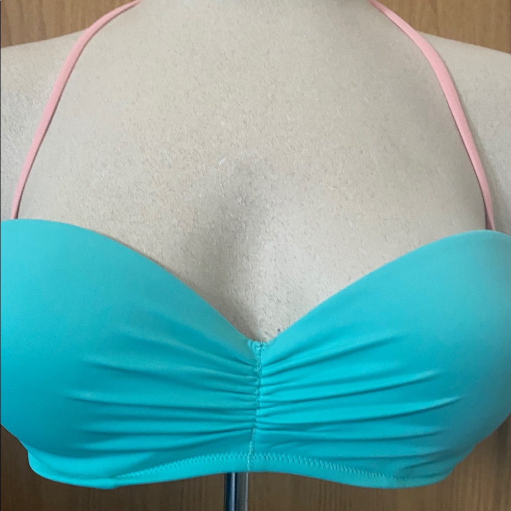 Victoria’s Secret light teal & pink bikini top 32D